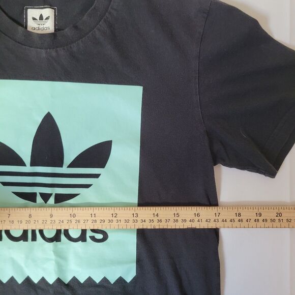 Adidas Originals Trefoil T-Shirt Men’s Small Black Mint Green Logo Tee - Picture 8 of 9